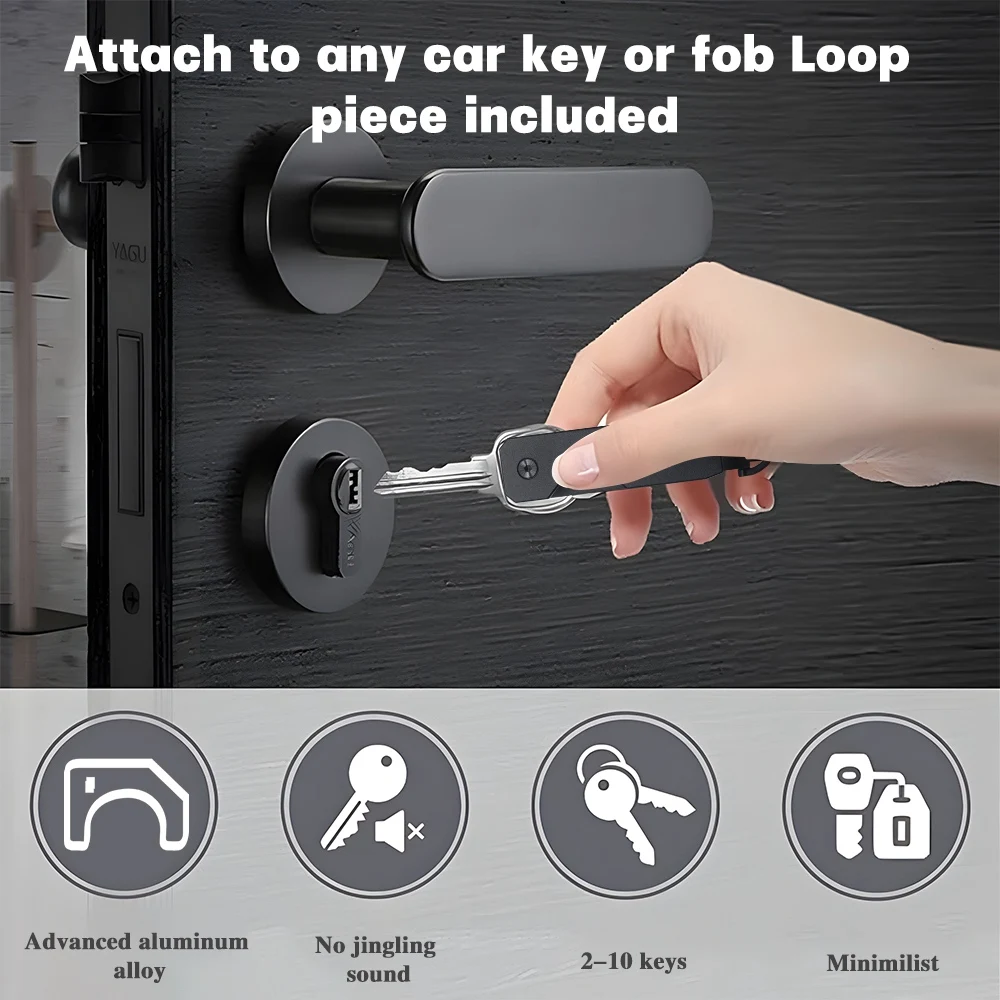 Mens Key Organizer Compact Metallic Key Holder Minimalist Innovative Keyholder Smart Keychain Secures 2 6Keys key holder key organizer