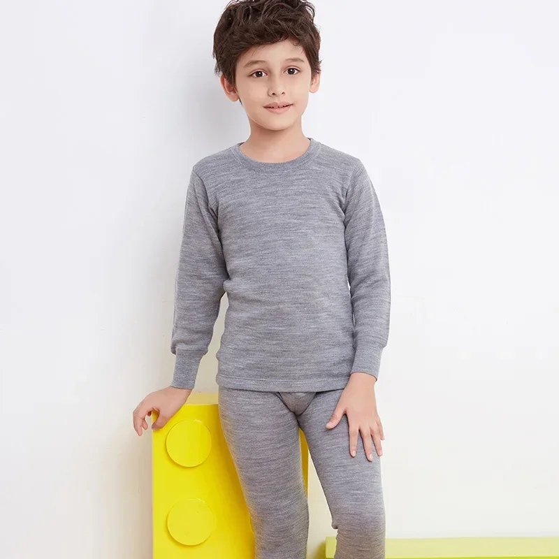 Kids Merino Wool Base Layer Set Thermal Underwear Set Girls Boys Winter