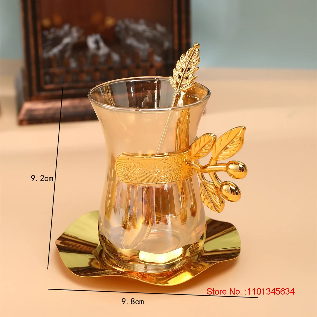 Middle Eastern Style Golden Black Tea Cup Saucer Teaspoon Sets Coffee House Teacup Scented Tea Mug Espresso Shot Glass coffee cup saucer set teapot cup set