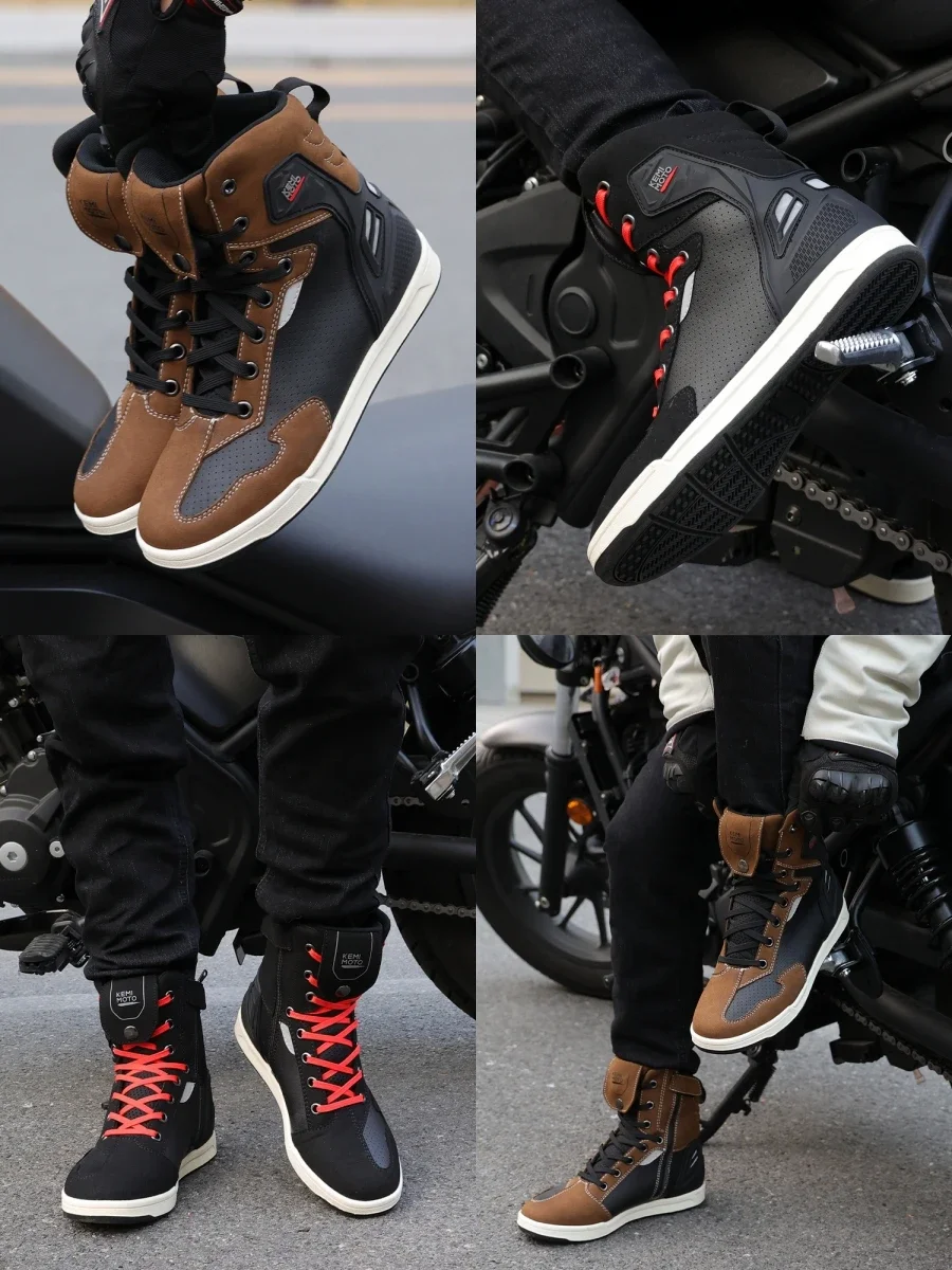 Motorcycle Shoes Motorcycle Boots Motorcycle Riding Shoes Men Daily Riding Casual Short Boots Anti-collision Reflective Protection Durable Equipments Moto Gear