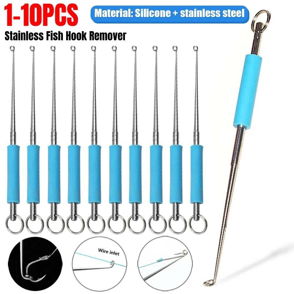 1 10pcs Easy Fish Hook Remover Stainless Steel Safety Fishing Hook
