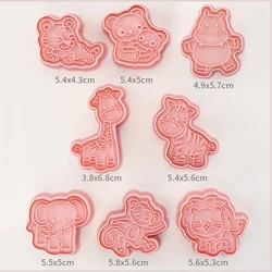 8-Piece 3D Animal Cookie Cutter and Stamp Set - Cartoon Shapes (1-8002)