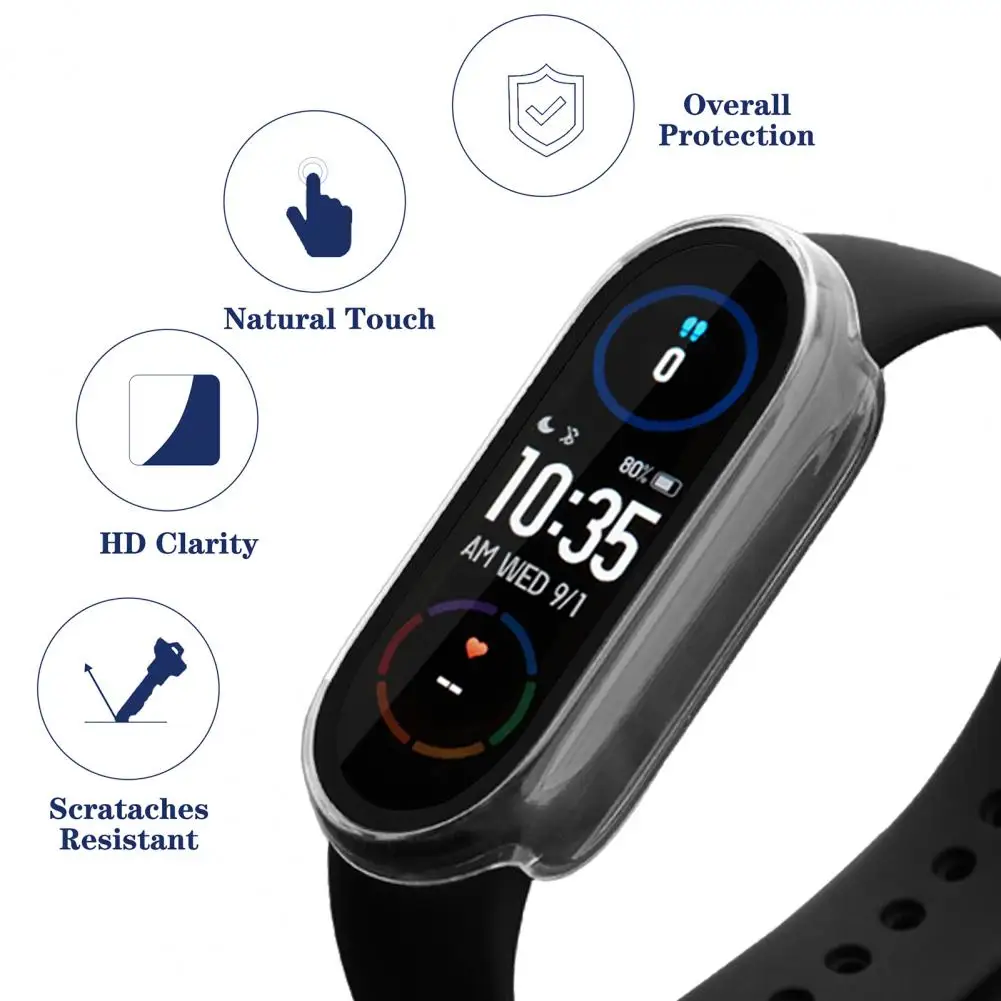 

Protective Case Bubble free Watch Case Anti scratch Practical Overall Protect Watch Cover for Mi Band 3/4/5/6/7