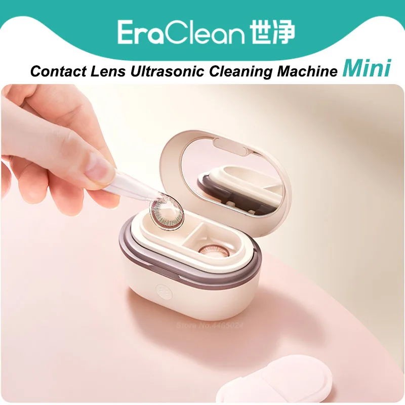 Eraclean Mini Lente de Contato Máquina de Limpeza Ultra-sônica 110khz Remover a Proteína do Rasgo com Caixa de Armazenamento de Carregamento Magnético