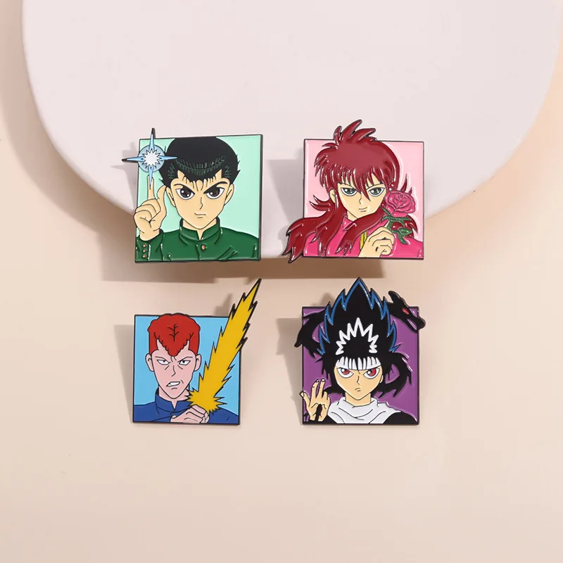 Anime Figure Urameshi Yusuke Brooch Pins Cartoon YuYu Hakusho Character Badge Enamel Brooches Jewelry Cosplay Props Gift Accesso game cosplay props anime brooches game brooch