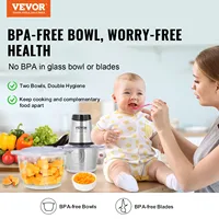 VEVOR Food Processor Electric Meat Grinder with 4Wing Stainless Steel Blades 8+5 Cup 2 Bowls 400W Electric Food Chopper 2 Speeds 2