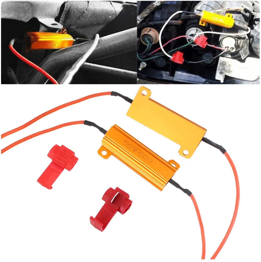 2PCS Load Resistor for LED 50W 6RJ 8 ohm Wirewound Resistor Aluminum Shell Power Resistors, for Car Turn Signal Lamp Resistance