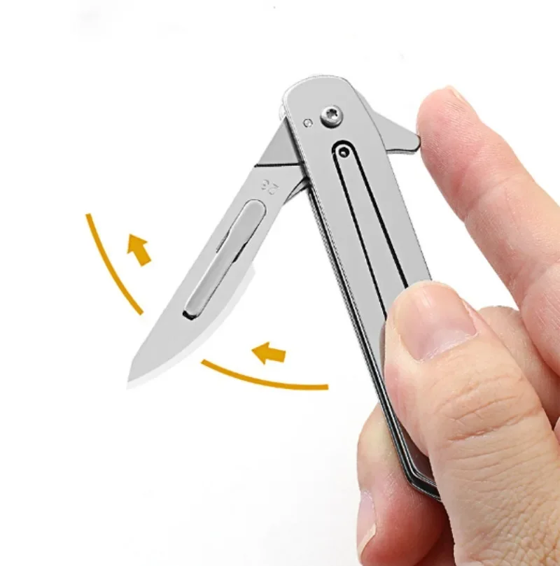 High Hardness Stainless Steel Folding Surgical Knife for Outdoor Camping EDC Portable Unboxing Knife with 10pcs Blades Included 5