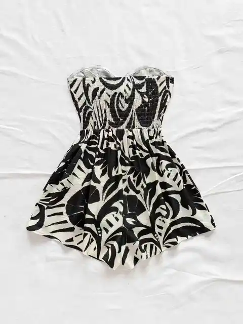 Women's Vacation Spring/Summer Carnival Cruise Party Watercolor Silhouette Printed Lace up Front Knot Loose Strapless jumpsuit