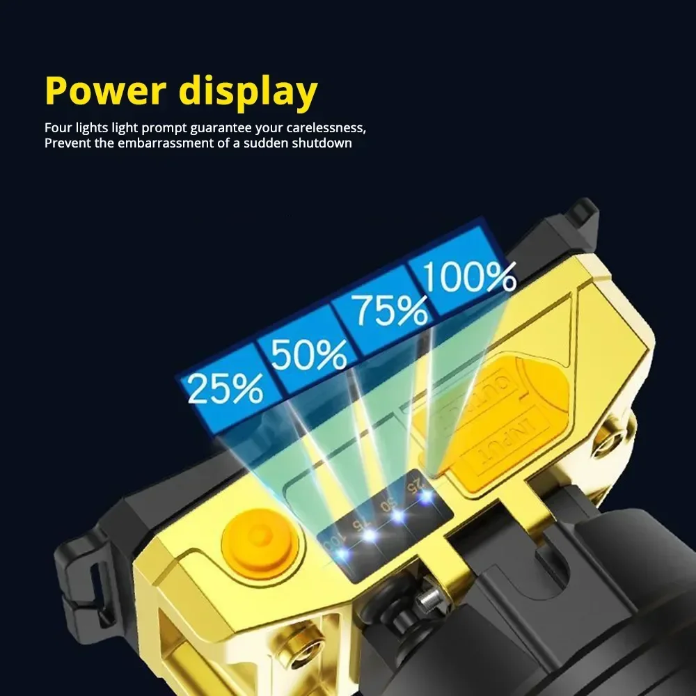 LED 전조등 방수 낚시 랜턴 3 가지 모드 강력한 헤드 라이트 USB 충전식 18650 헤드 토치 보조베터리 손전등