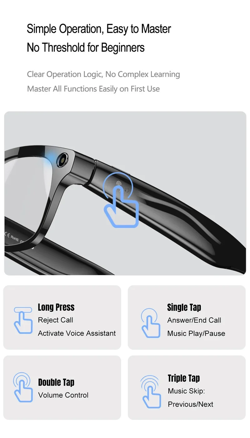 Xiaomi Anti‑shake Cam Glasses 800W Color-Changing 6K AI Smart Translation Glasses Photo Video Recording Sunglasses Waterproof 5