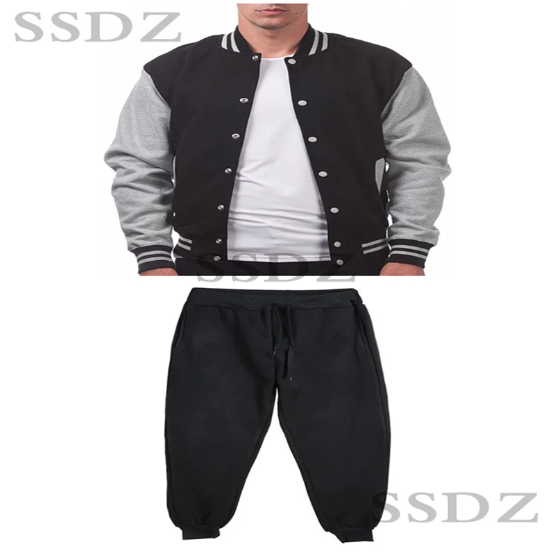 SSDZ New Men's hoodie casual suit Spring and Autumn new fashion versatile breathable cardigan stand up collar jacket sports suit