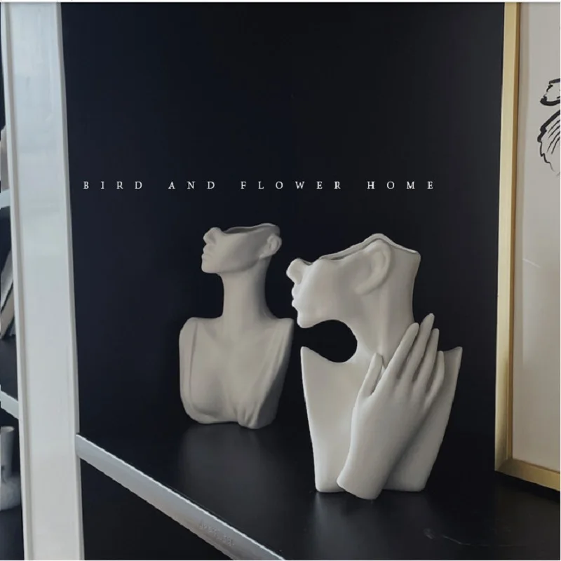 

Nordic Style Creatrive Vase Woman Ceramics Man Human Body Art Vases Crafts Sculpture Flower Pot Living Room Home Decoration 2022