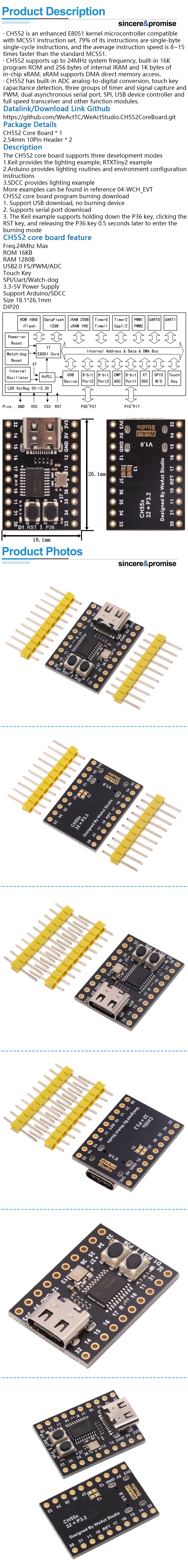 CH552 Mini Core Board Typ-C USB Lernen Entwicklung der WM MCS51 Für Arduino 51 Mindest System Board – Detail 2