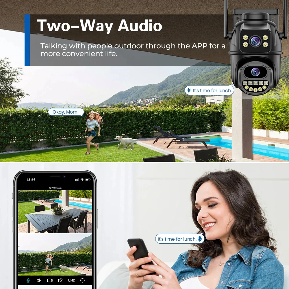 4K 8MP XMEYE POE 감시 시스템 듀얼 렌즈 PTZ 양방향 오디오 POE 보안 카메라 시스템 10채널 POE NVR 비디오 감시 키트