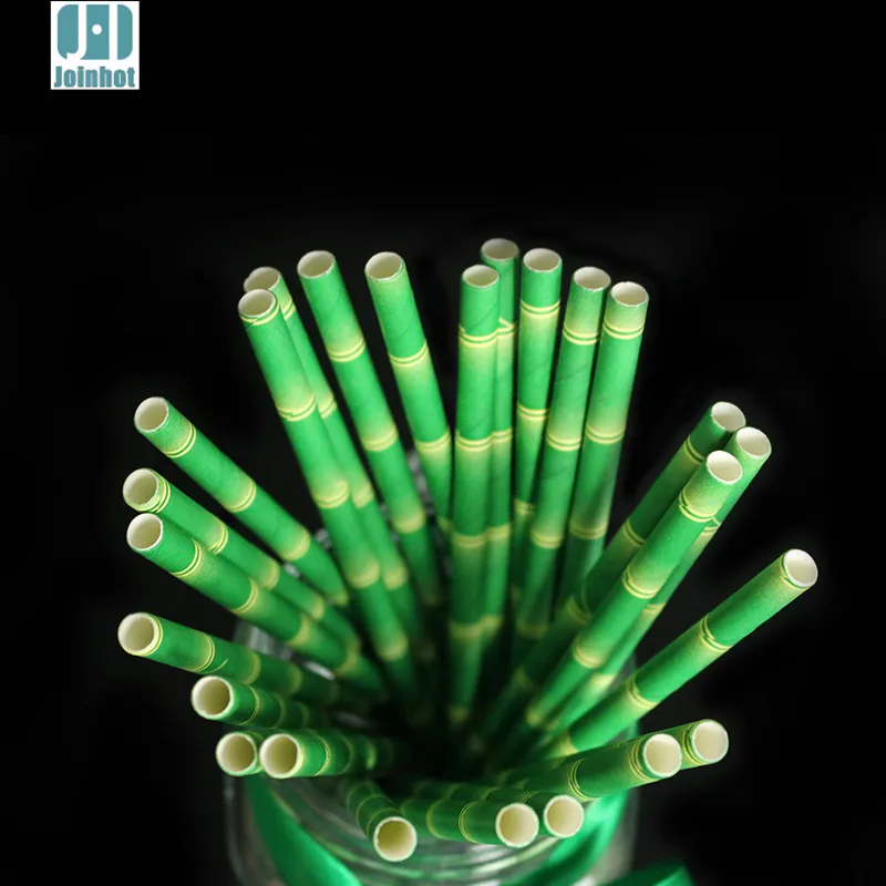 200 pieces Green bamboo paper straw for Drinking