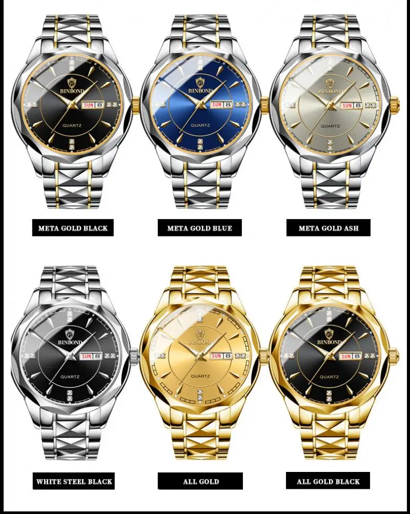 Top Brand Men Women Couple Watches Pairs Gold Stainless Steel Belt Watches Luxury Business Luminous Clock Relogio Masculino