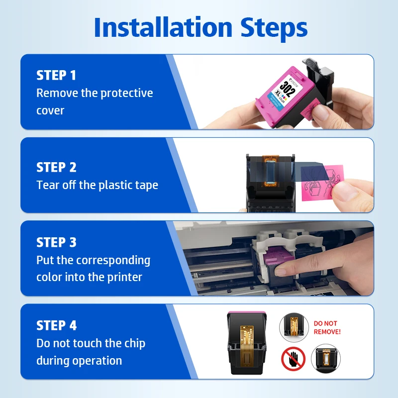 Ink Cartridge 302XL for HP Deskjet 2130 3630 ENVY 4520 Officejet 4650