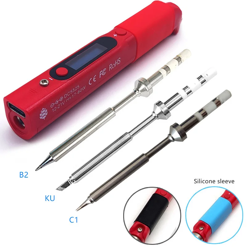 Pine64 Intelligent Constant Temperature Type-C DC5525 Portable Electric Mini Smart Soldering Iron Pinecil B2 BC2 KU C1 Tip hot stapler plastic repair Welding Equipment