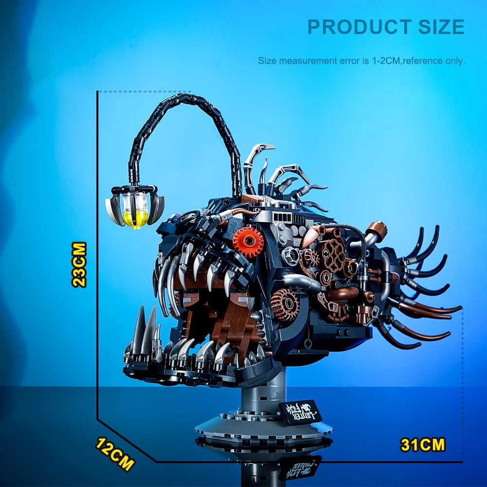 7042 라이트업 피라냐 빌딩 블록 DIY 모델 데스크탑 장식 성인 수집품 장식..