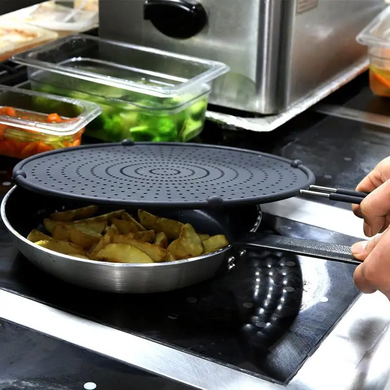 Silicone Splatter Screen Guard Oil Grease Pan Lid Oil-Proof Splash Cover Frying Protection Mat