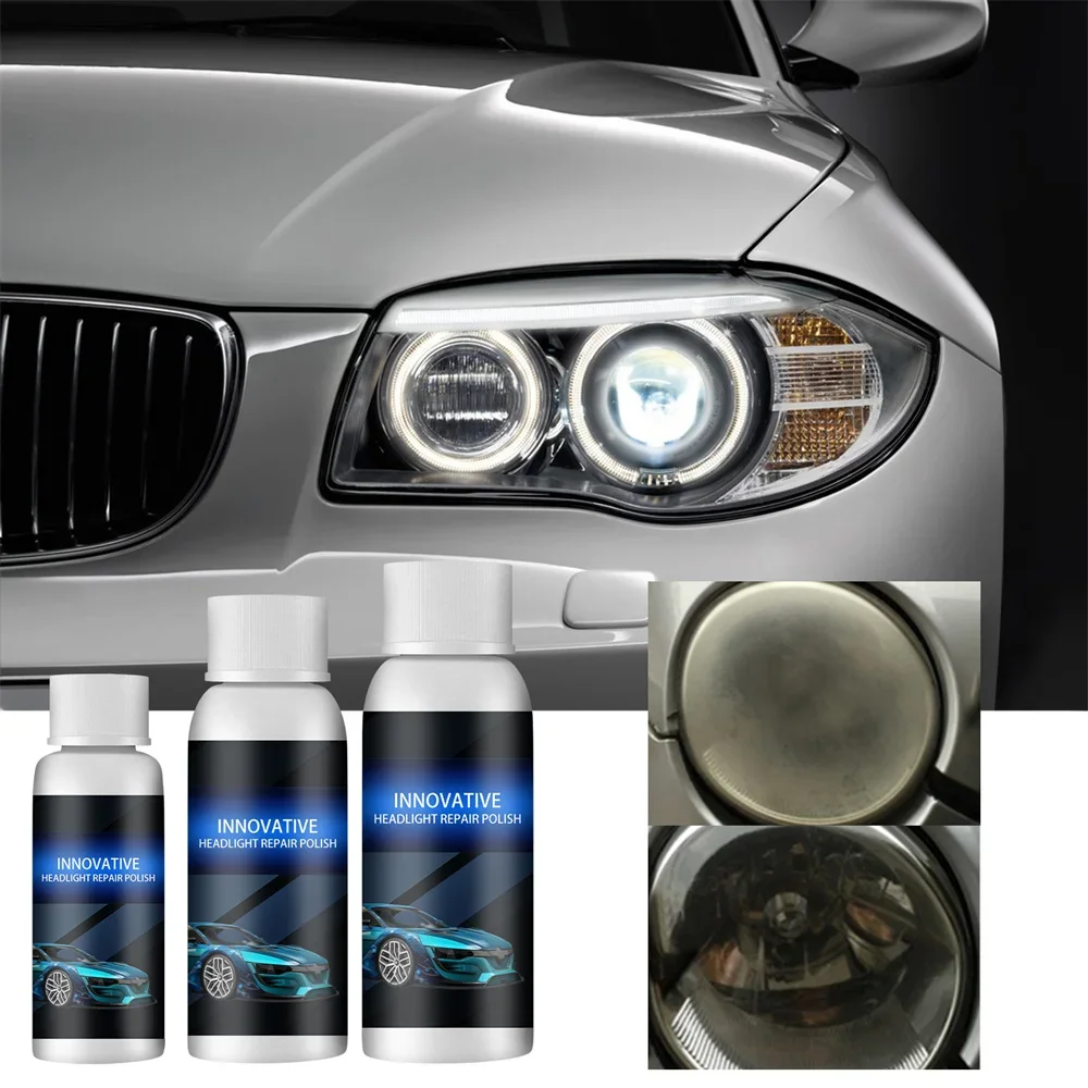 Car Headlight Innovative Repair Fluid Headlamp Plating Refurbishment Polishing Agent with Sponge Tool Maintenance Supplies
