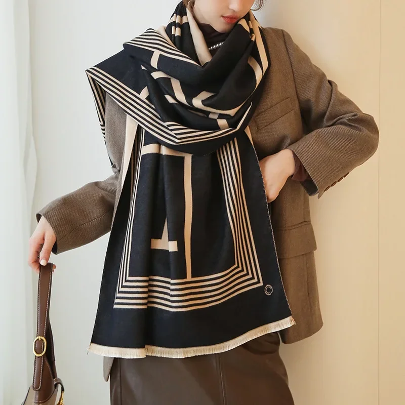 Luxury Brand Winter Cashmere Scarf Women 65x185cm Female Warm Pashmina Shawls Wrap Scarves Blanket Thick Ladies Bufanda Design