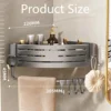 1-2PCS Shower Corner Shelf with Hook Towel Bar No Drill Space Aluminum Shower Storage Rack Bathroom Organizer 2
