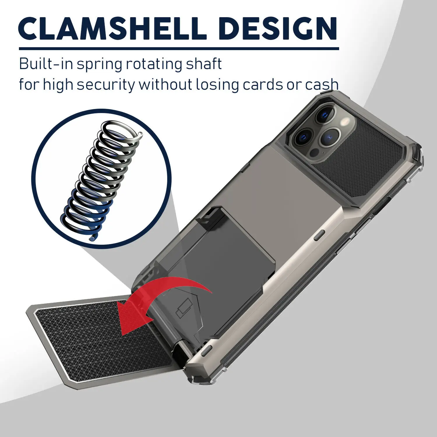 Flip Card Holder Armor Acrylic Phone Case for iPhone