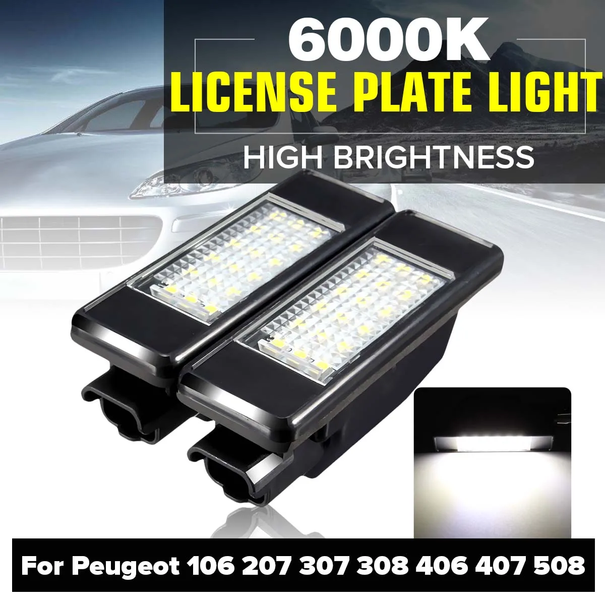 2 Ampoules LED Plaque D'immatriculation Blanche T10 Pour Peugeot 106 207 307 308 Et Citroën C2 C3 C4 C5 - 6000K
