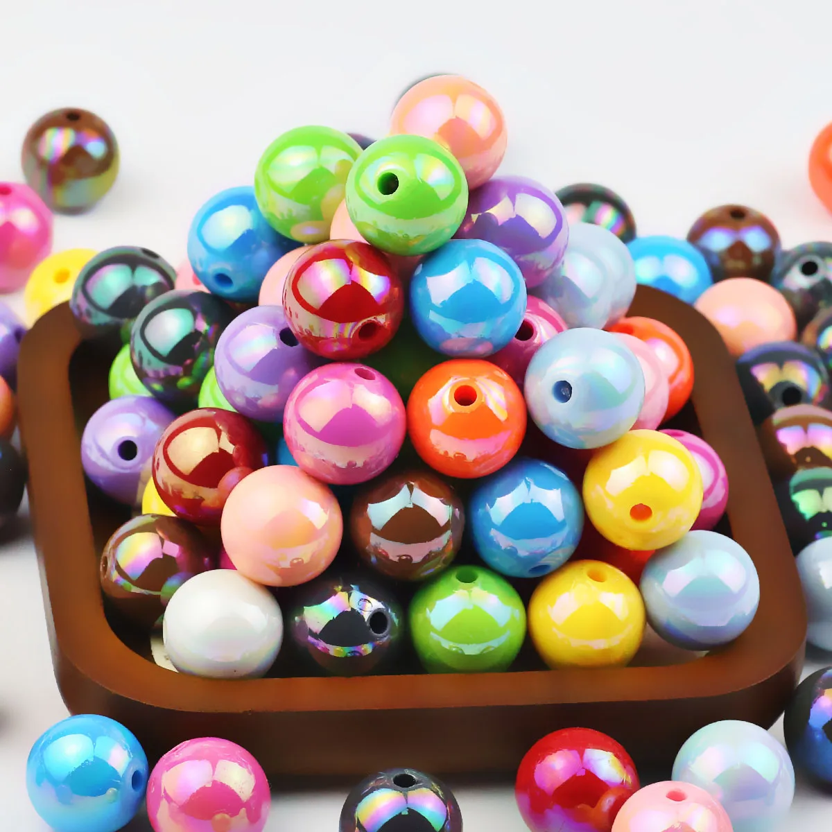 Vibrant 16mm Round UV Glitter Acrylic Beads for DIY Jewelry and Accessories
