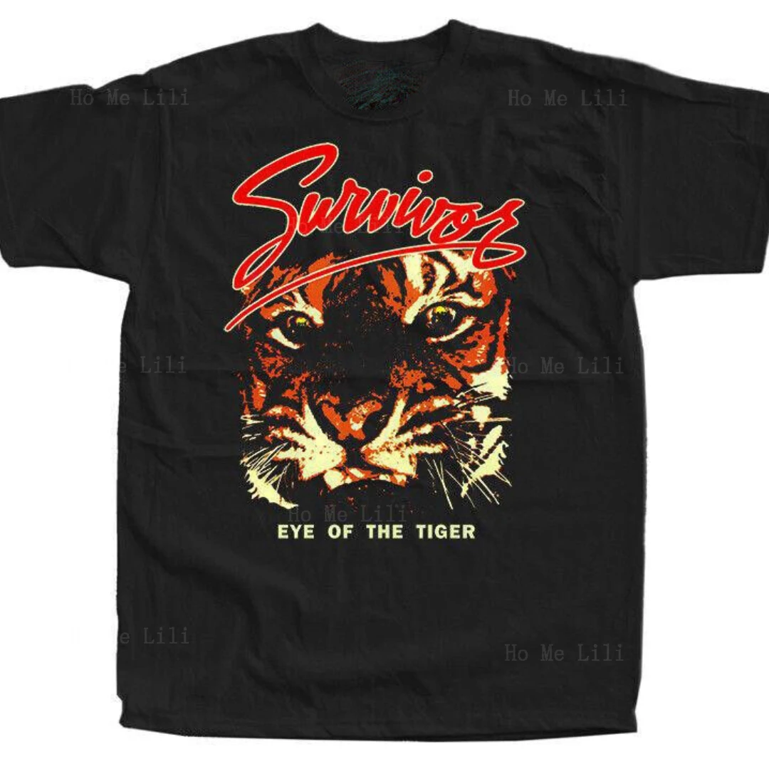 Vintage Survivor Band Eye Of Tiger Cotton S-6Xl Unisex Black Tee Maglietta Personalizzata Da Uomo