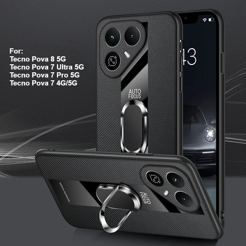 Leather Magnetic Ring Stand Anti-Fall Case Cover