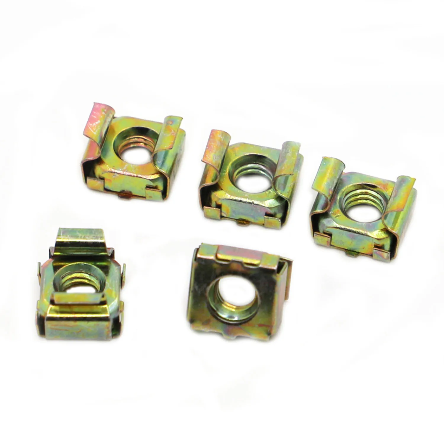 

Color Zinc-plated Steel Quartet Floating Nuts M4 M5 M6 M8 M10 M12 Cassette Elastic Enclosure Card Cage Nut Square Snap-In Nut