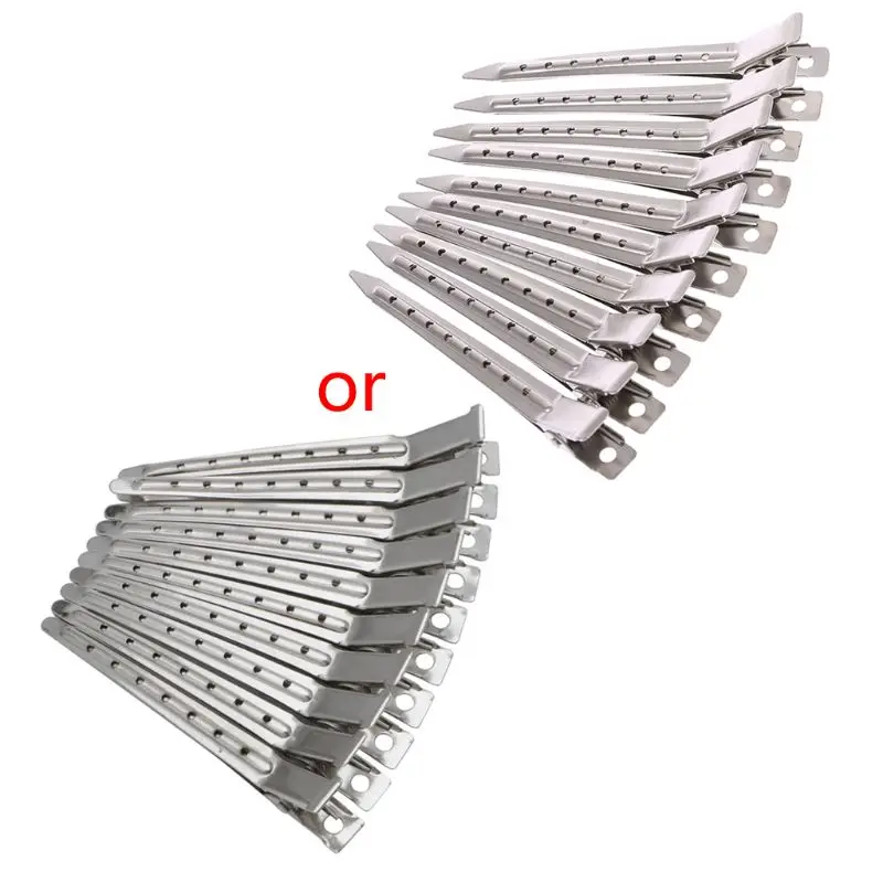 New 10pcs Hair Clips Stainless Steel Hairdressing Duck Bill Clips Drop Shipping
