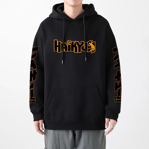 Haikyuu-일본 애니메이션 만화 프린트 후드티 남성용, 새로운 패션 후드 힙합 플리스 스웨터 크루넥 풀오버 귀여운 의류 6