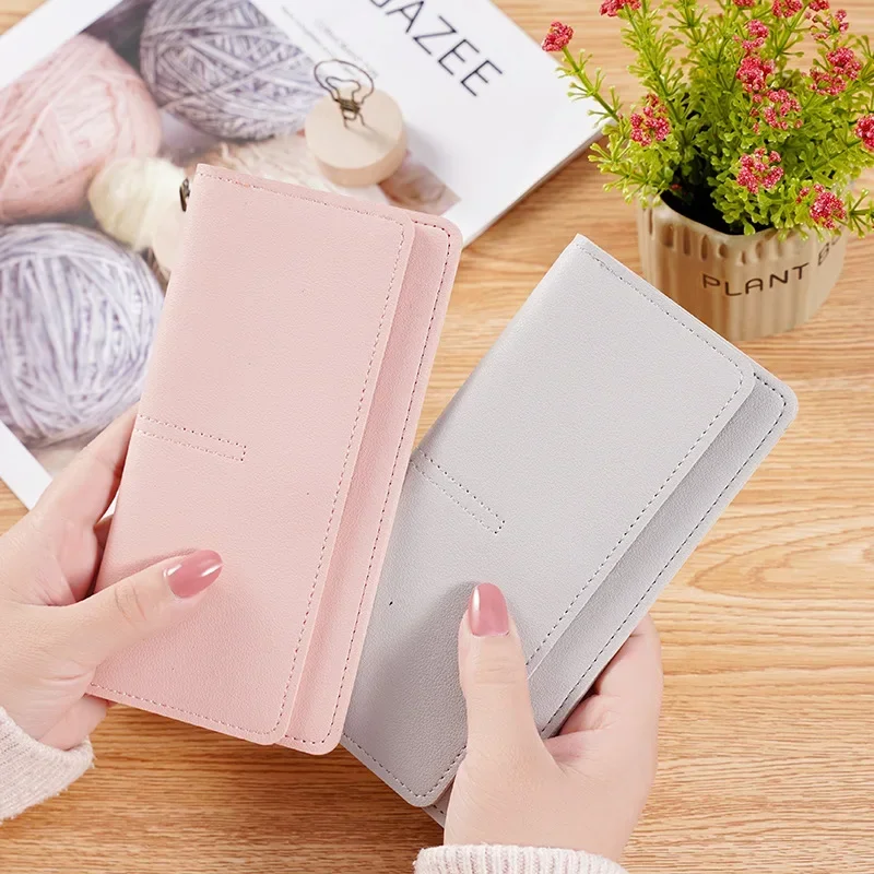 

PU Leather Long Women Thin Wallets Large Capacity Female Coin Purses Hasp Clutch ID Credit Multi-Card Holder Money Bag Clip