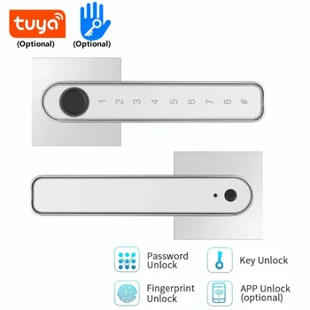 홈 스마트 도어 잠금 장치, 지문 인식 암호 핸들 잠금 장치, Tuya/ttlock 앱 원격 잠금 해제 전자 스마트 잠금 장치