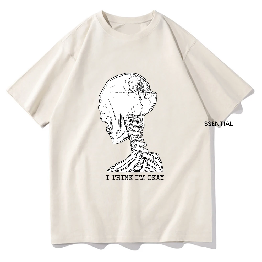 hin Gun Klly T-shirts Ik denk dat ik OKAY ben Mn/Womn Kleding Asthtic Tops Katoenen T-shirt Vintage Unisx Strtwar_voghion.com