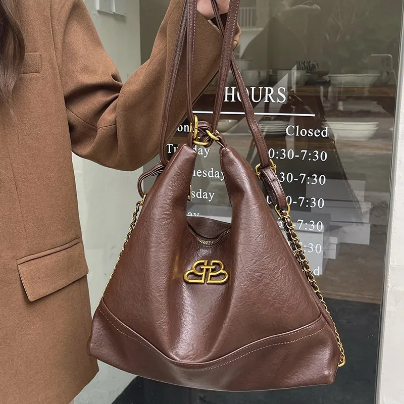 JIAERDI Vintage Marleid Tote Bag Women Large Capacity Academy Style Backpack Ladies Niche Chain Premium Mochilas Mujer 2025 New