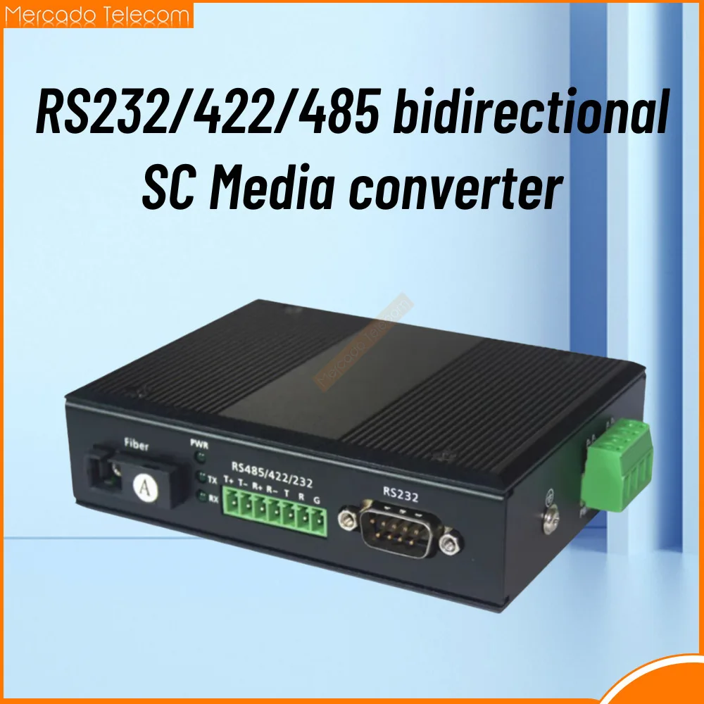 1pair RS232/422/485 to fiber single model Media converter single fiber SC connector 20Km
