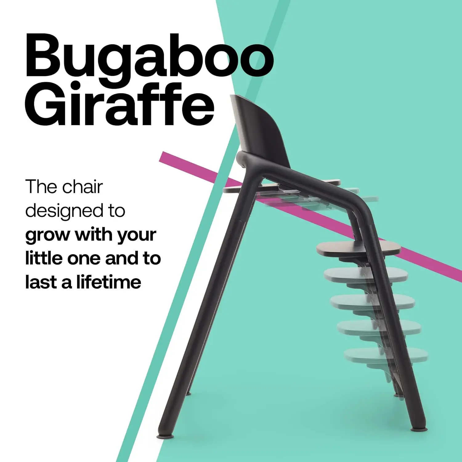 

Bugaboo Giraffe Wooden Baby High Chair, Adjustable in 1 Second, Easy to Clean, Safe and Ergonomic Highchair, Suitable from