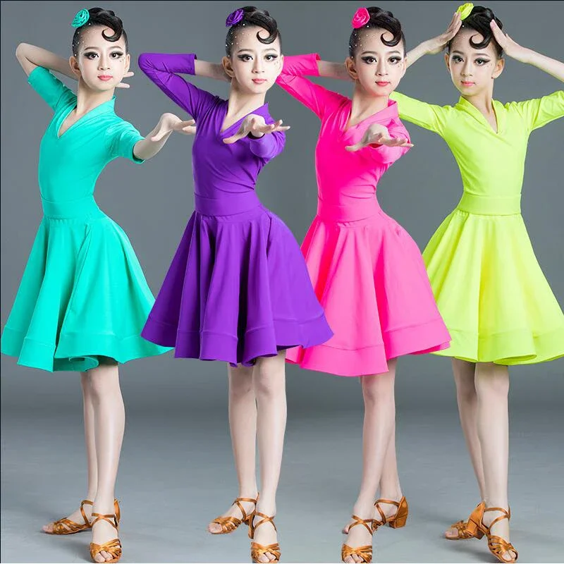 

Girls Professional Latin dancing dress Kids Salsa Dance wear clothing Children's performance Carnival Latin Stage wear clothes