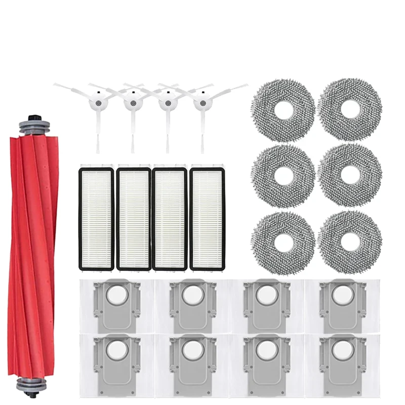 Roborock Robot Vacuum Cleaner Accessories Kit: Main and Side Brushes, HEPA Filter, Mop Cloths, Dust Bag, Spare Parts Set
