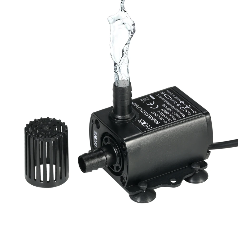 Decdeal Ultra-quiet DC12V 10W 400L/H Lift 400cm Brushless Water Pump 5.5*2.1mm Female Submersible Fountain Flow Adjustment submersible water pump adjustable water pump