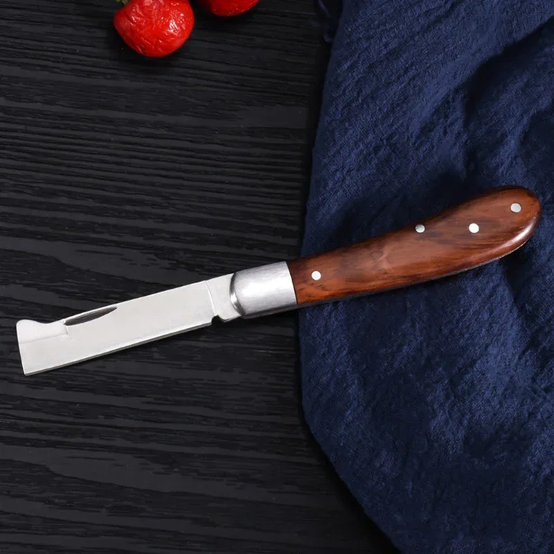 10cm Garden Grafting Knife Stainless Steel Mushroom Electrician Folding Pocket Knife EDC Hand Tool Wooden Handle Camping Gadgets folding grafting knife garden tools grafting knife