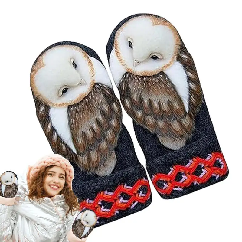 

Furry Gloves Adorable Animal Owl Design Gloves Winter Must Have Knitted Animal Gloves For Hiking Camping Outdoor Adventure