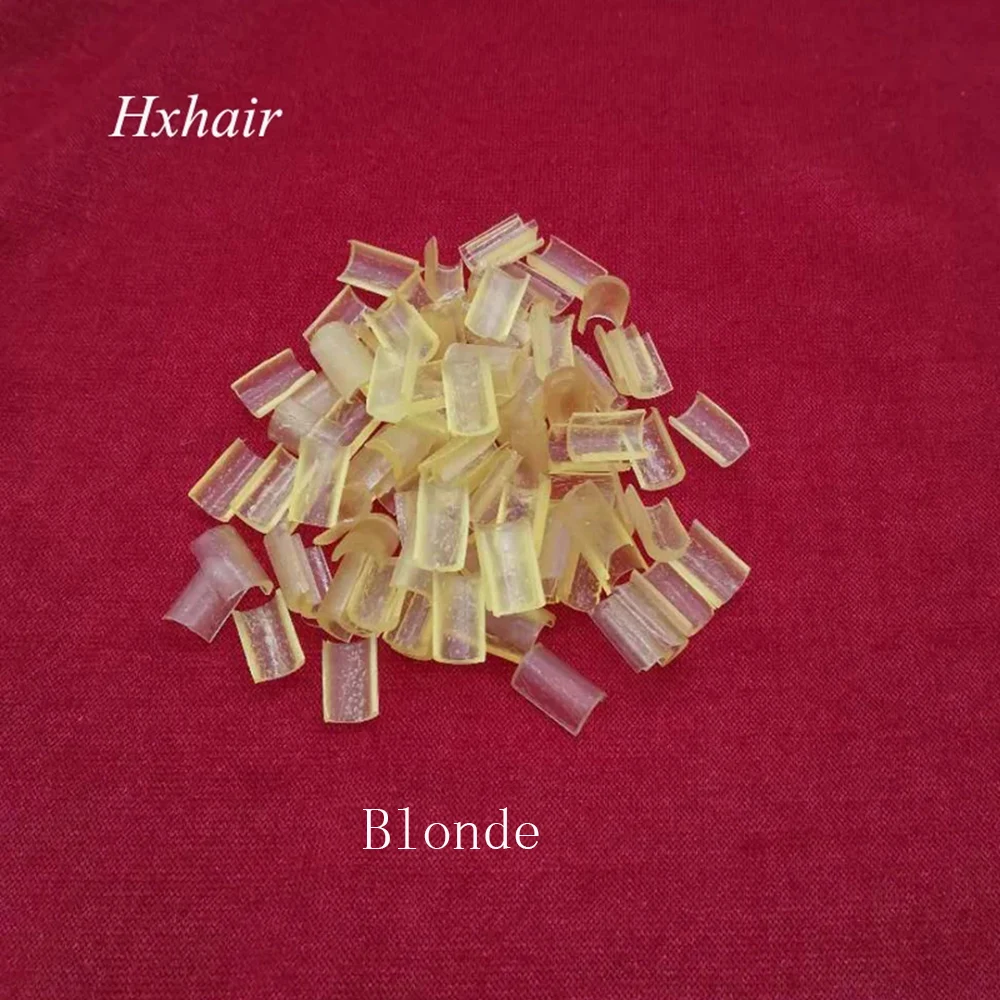 100pcs Glue Nail Tip Keratin Nail Tip for hair extension tools Strong adhesive / Black Brown L-Brown Blonde Transparent