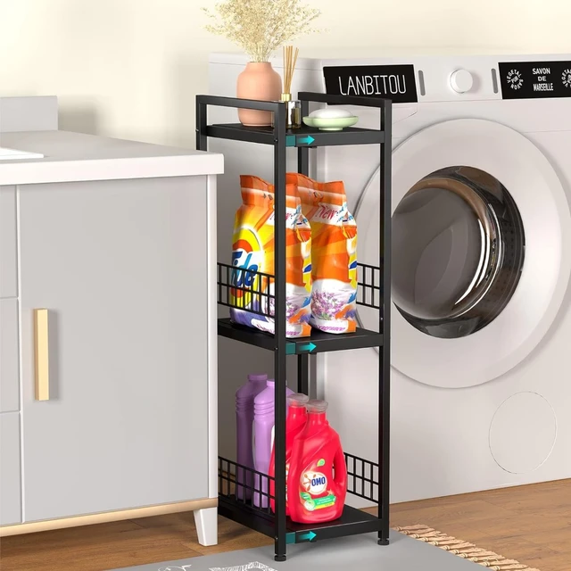 3-Tier Slim Bathroom Organizer Freestanding Floor Storage Narrow