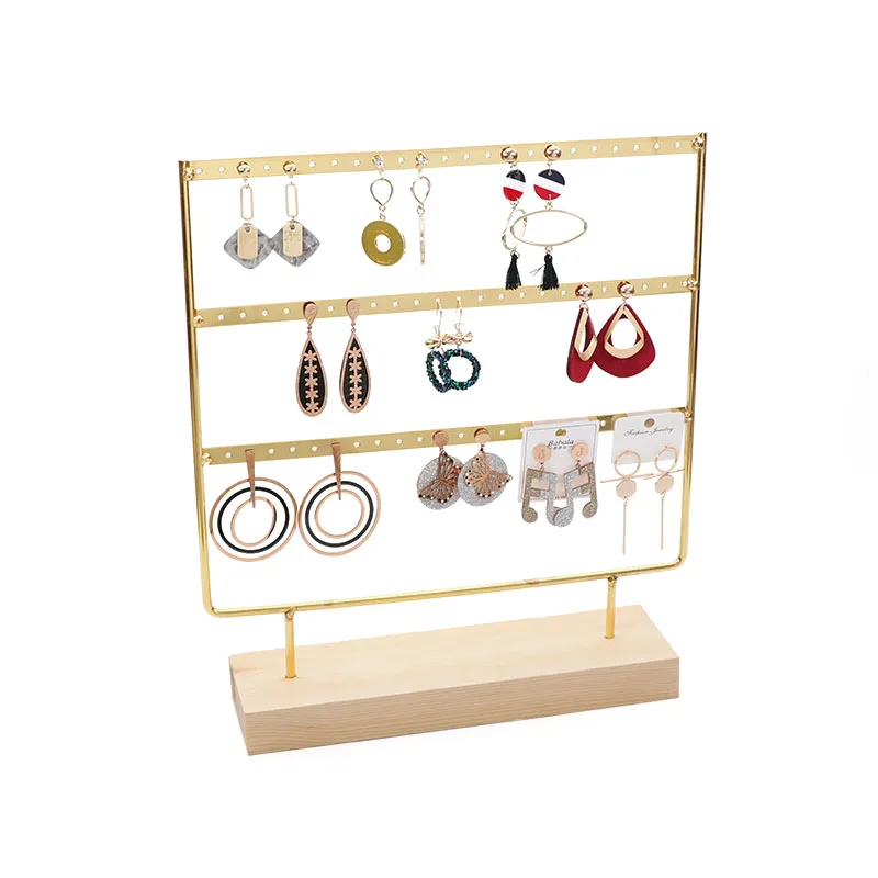 Earring Rack Solid Wooden Base Earring Studs Storage Accessories Jewelry Trinkets Earrings Showcase Stand for Jeweler Sellers